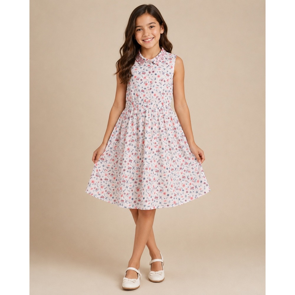 George Floral Sleeveless Dress Girls 10 Pink Excellent Sequin Collar GRS84016G